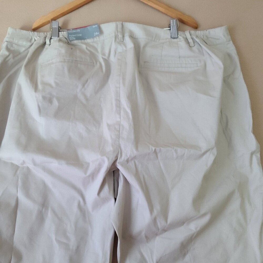 Talbots Perfect Crop Curvy Pants Plus Sz 24W Beige Chinos Zip Front Preppy NWT - Picture 6 of 10